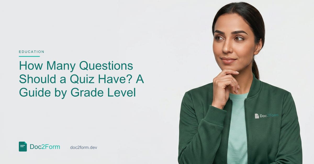 How Many Questions Should a Quiz Have? Printable Chart by Grade Level