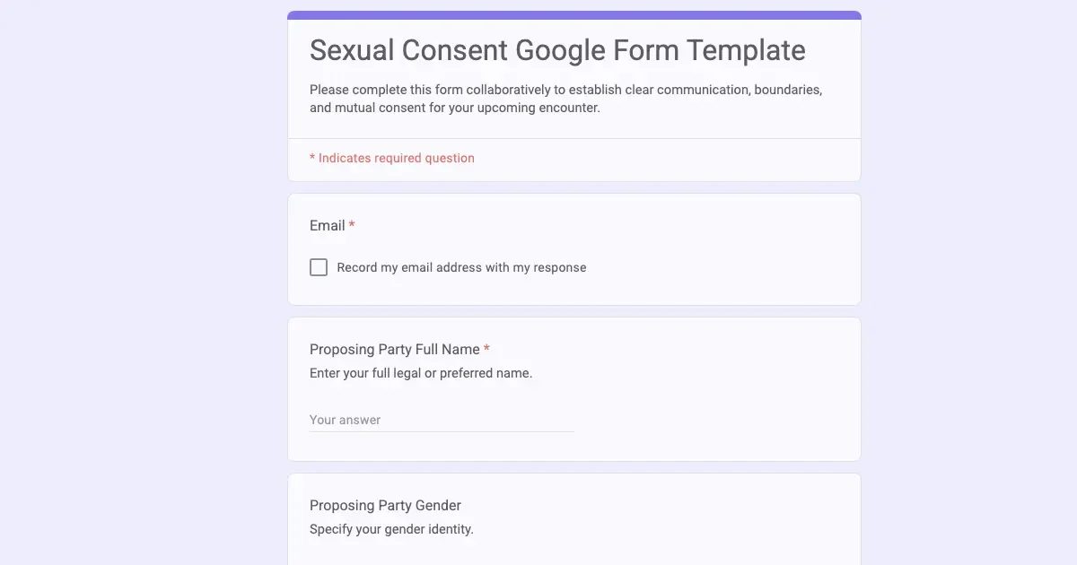 Sexual Consent Google Form Template | Doc2Form